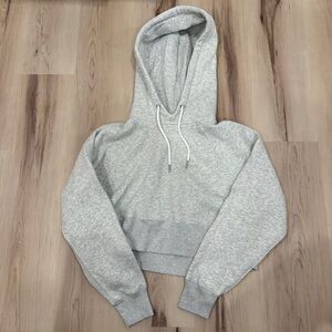 Abercrombie & Fitch Fleece Cropped Hoodie Gray Size Small